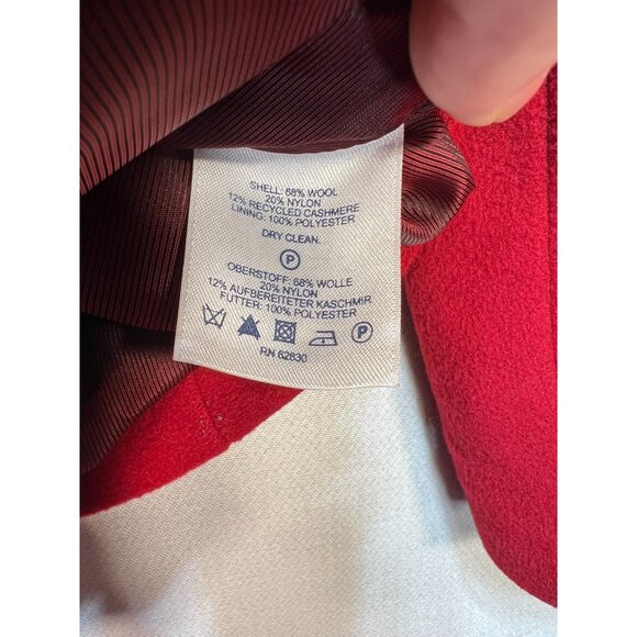 Lands' End Womens Wool Double Breasted Peacoat Long Sleeve Size 16P Red Tie Belt - Picture 4 of 11